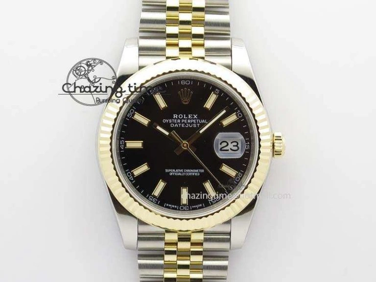 DateJust 41mm 126333 Noob 1:1 Best Edition YG Wrapped Black Dial On SS YG Bracelet A3235