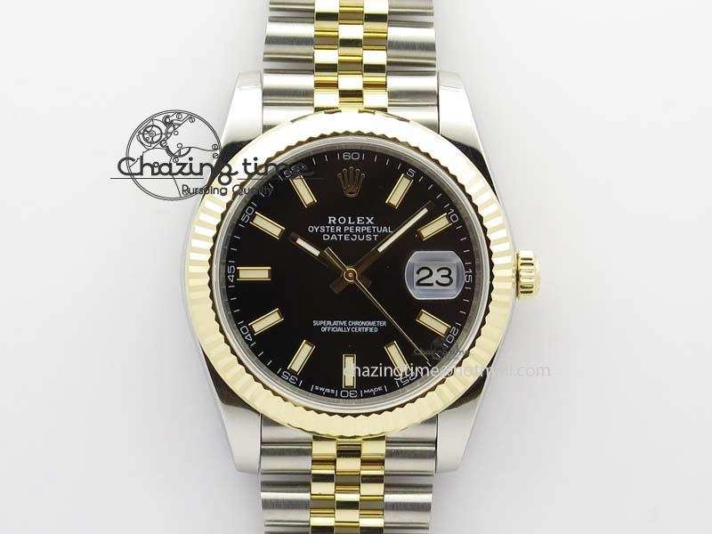 DateJust 41mm 126333 Noob 1:1 Best Edition YG Wrapped Black Dial On SS YG Bracelet A3235