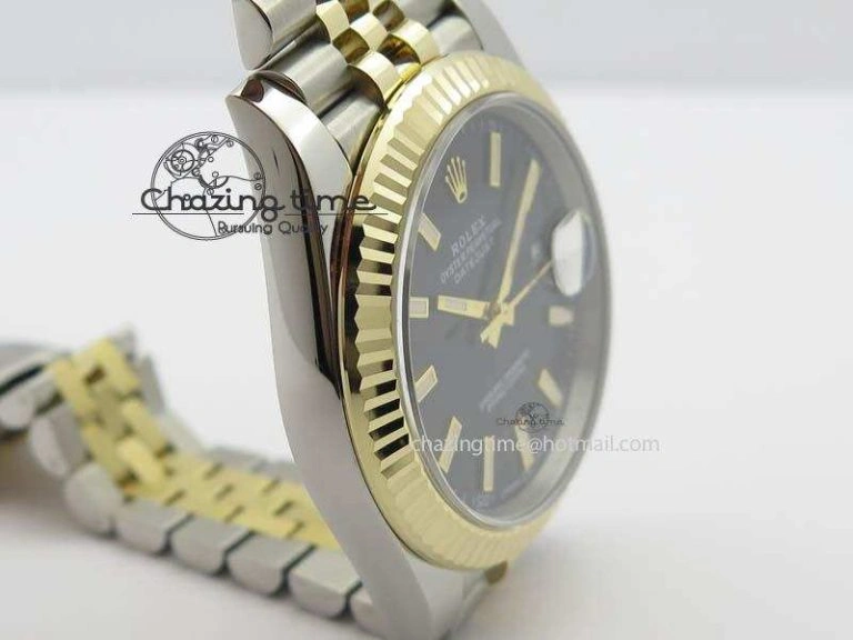DateJust 41mm 126333 Noob 1:1 Best Edition YG Wrapped Black Dial On SS YG Bracelet A3235