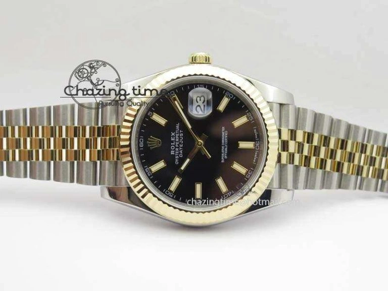 DateJust 41mm 126333 Noob 1:1 Best Edition YG Wrapped Black Dial On SS YG Bracelet A3235
