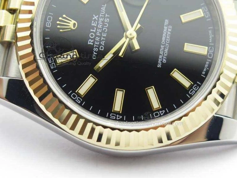 DateJust 41mm 126333 Noob 1:1 Best Edition YG Wrapped Black Dial On SS YG Bracelet A3235