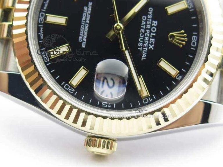 DateJust 41mm 126333 Noob 1:1 Best Edition YG Wrapped Black Dial On SS YG Bracelet A3235