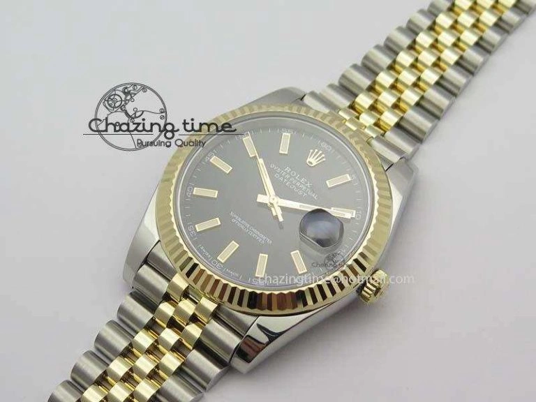 DateJust 41mm 126333 Noob 1:1 Best Edition YG Wrapped Black Dial On SS YG Bracelet A3235