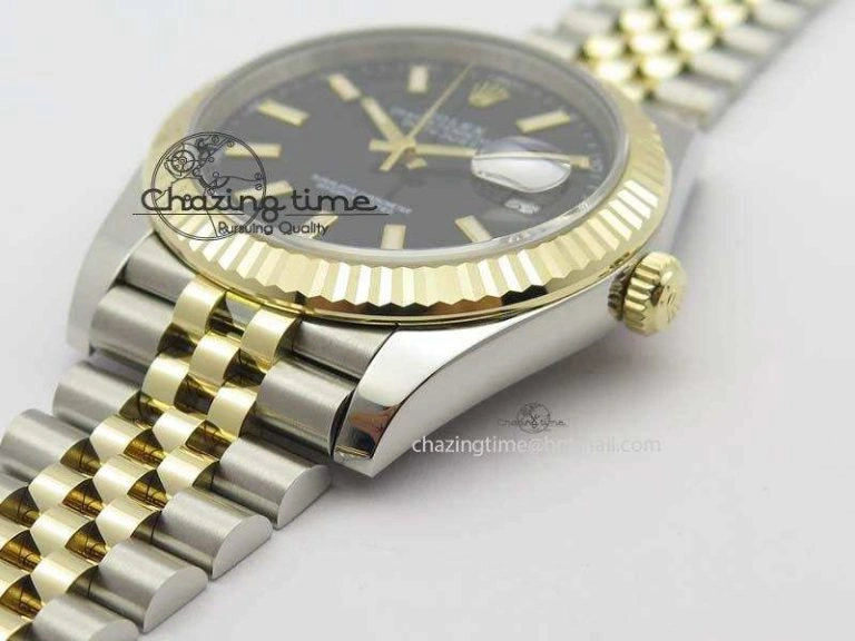 DateJust 41mm 126333 Noob 1:1 Best Edition YG Wrapped Black Dial On SS YG Bracelet A3235