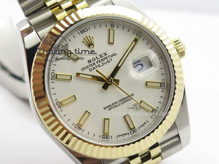 DateJust 41mm 126333 Noob 1:1 Best Edition YG Wrapped White Dial On SS YG Jubilee Bracelet A3235