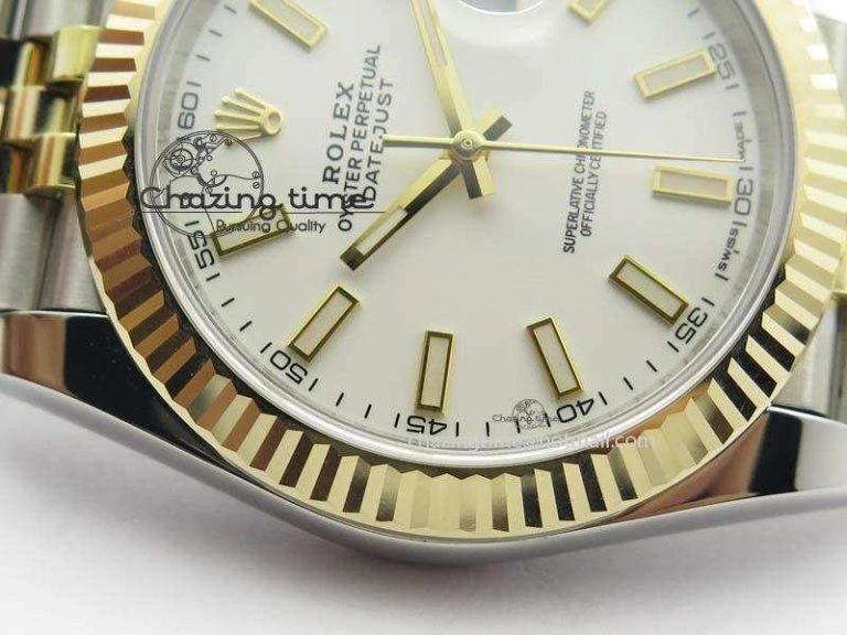 DateJust 41mm 126333 Noob 1:1 Best Edition YG Wrapped White Dial On SS YG Jubilee Bracelet A3235
