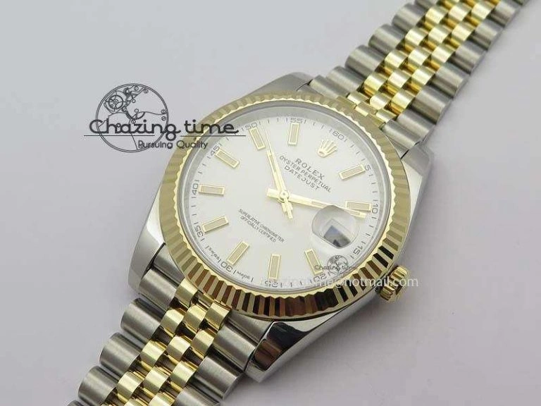 DateJust 41mm 126333 Noob 1:1 Best Edition YG Wrapped White Dial On SS YG Jubilee Bracelet A3235