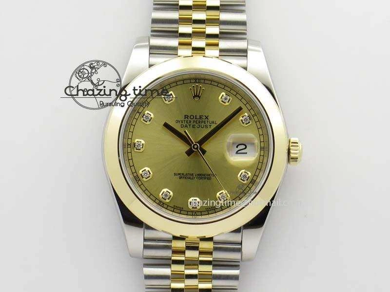 DateJust 41mm 126333 Noob 1:1 Best Edition YG Wrapped YG Dial Diamond On SS YG Jubilee Bracelet A3235