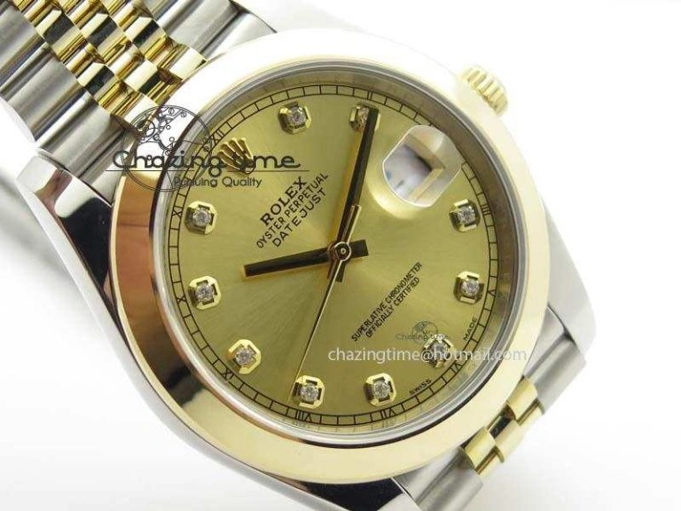 DateJust 41mm 126333 Noob 1:1 Best Edition YG Wrapped YG Dial Diamond On SS YG Jubilee Bracelet A3235