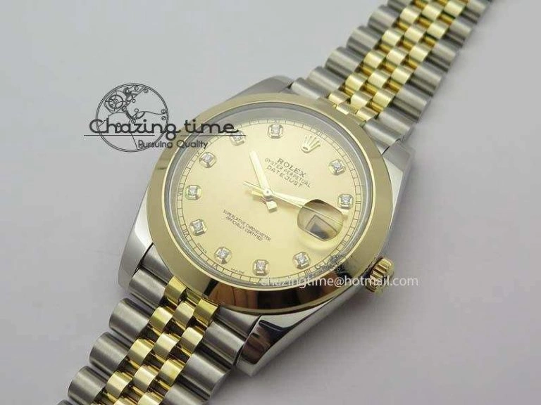 DateJust 41mm 126333 Noob 1:1 Best Edition YG Wrapped YG Dial Diamond On SS YG Jubilee Bracelet A3235
