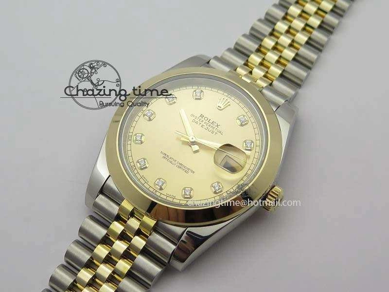 DateJust 41mm 126333 Noob 1:1 Best Edition YG Wrapped YG Dial Diamond On SS YG Jubilee Bracelet A3235