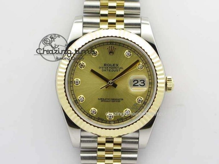 DateJust 41mm 126333 Noob 1:1 Best Edition YG Wrapped YG Dial Diamond On SS YG Jubilee Bracelet A3235