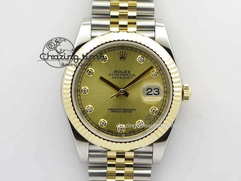 DateJust 41mm 126333 Noob 1:1 Best Edition YG Wrapped YG Dial Diamond On SS YG Jubilee Bracelet A3235