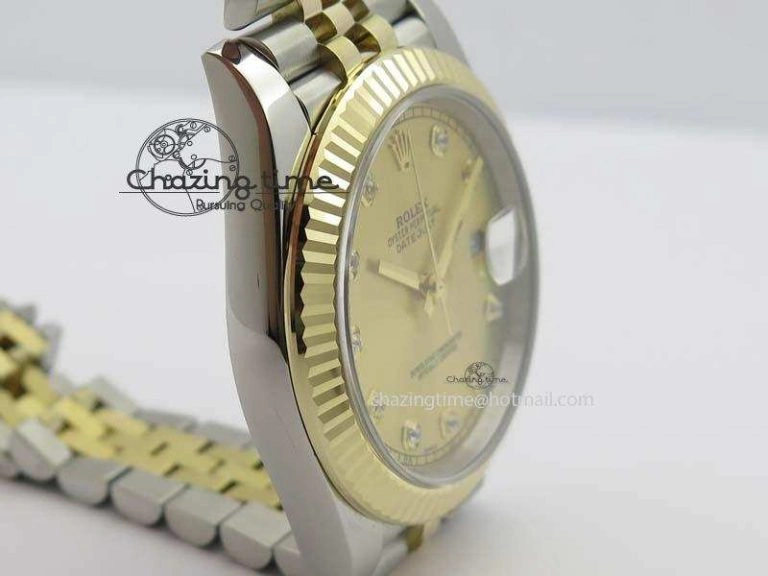 DateJust 41mm 126333 Noob 1:1 Best Edition YG Wrapped YG Dial Diamond On SS YG Jubilee Bracelet A3235
