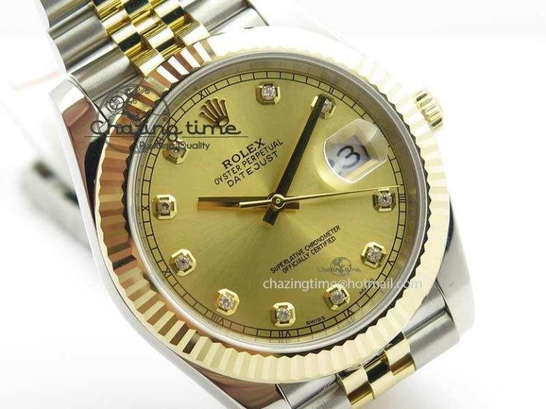 DateJust 41mm 126333 Noob 1:1 Best Edition YG Wrapped YG Dial Diamond On SS YG Jubilee Bracelet A3235