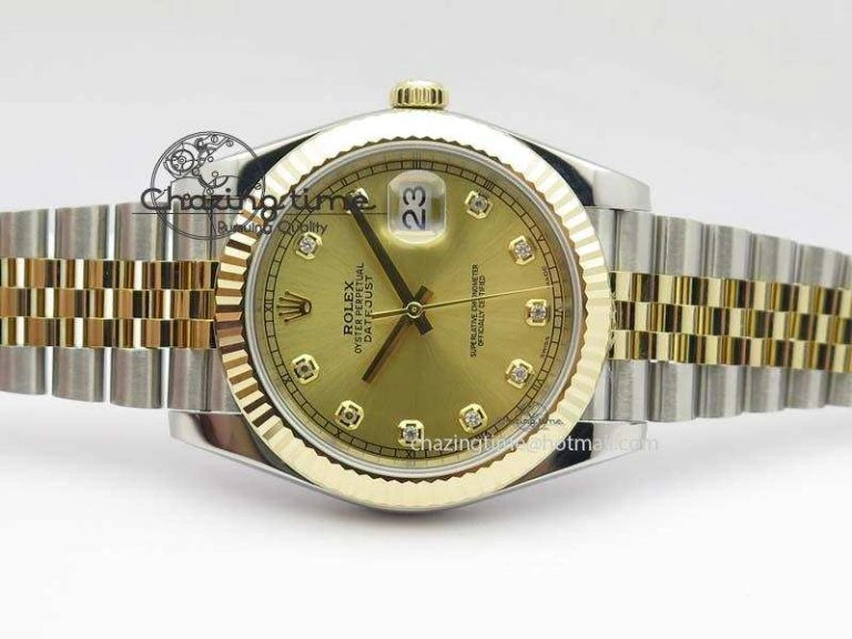 DateJust 41mm 126333 Noob 1:1 Best Edition YG Wrapped YG Dial Diamond On SS YG Jubilee Bracelet A3235