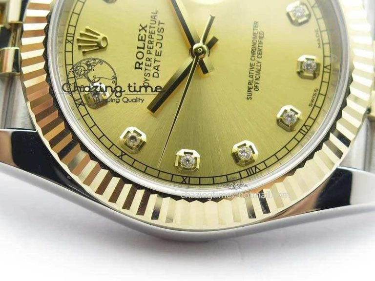 DateJust 41mm 126333 Noob 1:1 Best Edition YG Wrapped YG Dial Diamond On SS YG Jubilee Bracelet A3235