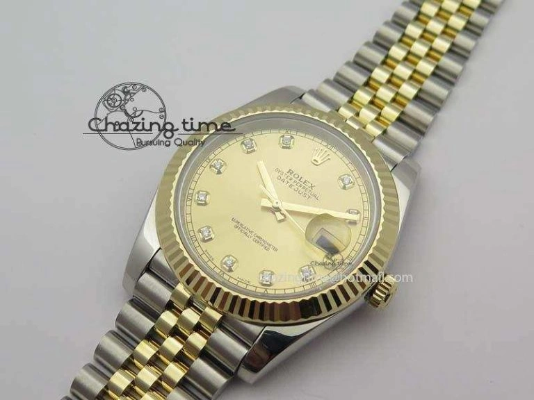 DateJust 41mm 126333 Noob 1:1 Best Edition YG Wrapped YG Dial Diamond On SS YG Jubilee Bracelet A3235