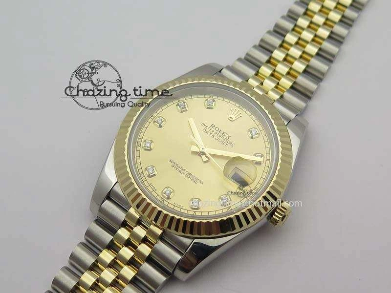 DateJust 41mm 126333 Noob 1:1 Best Edition YG Wrapped YG Dial Diamond On SS YG Jubilee Bracelet A3235