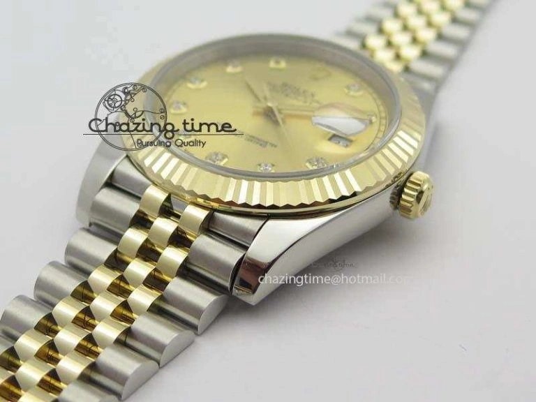 DateJust 41mm 126333 Noob 1:1 Best Edition YG Wrapped YG Dial Diamond On SS YG Jubilee Bracelet A3235