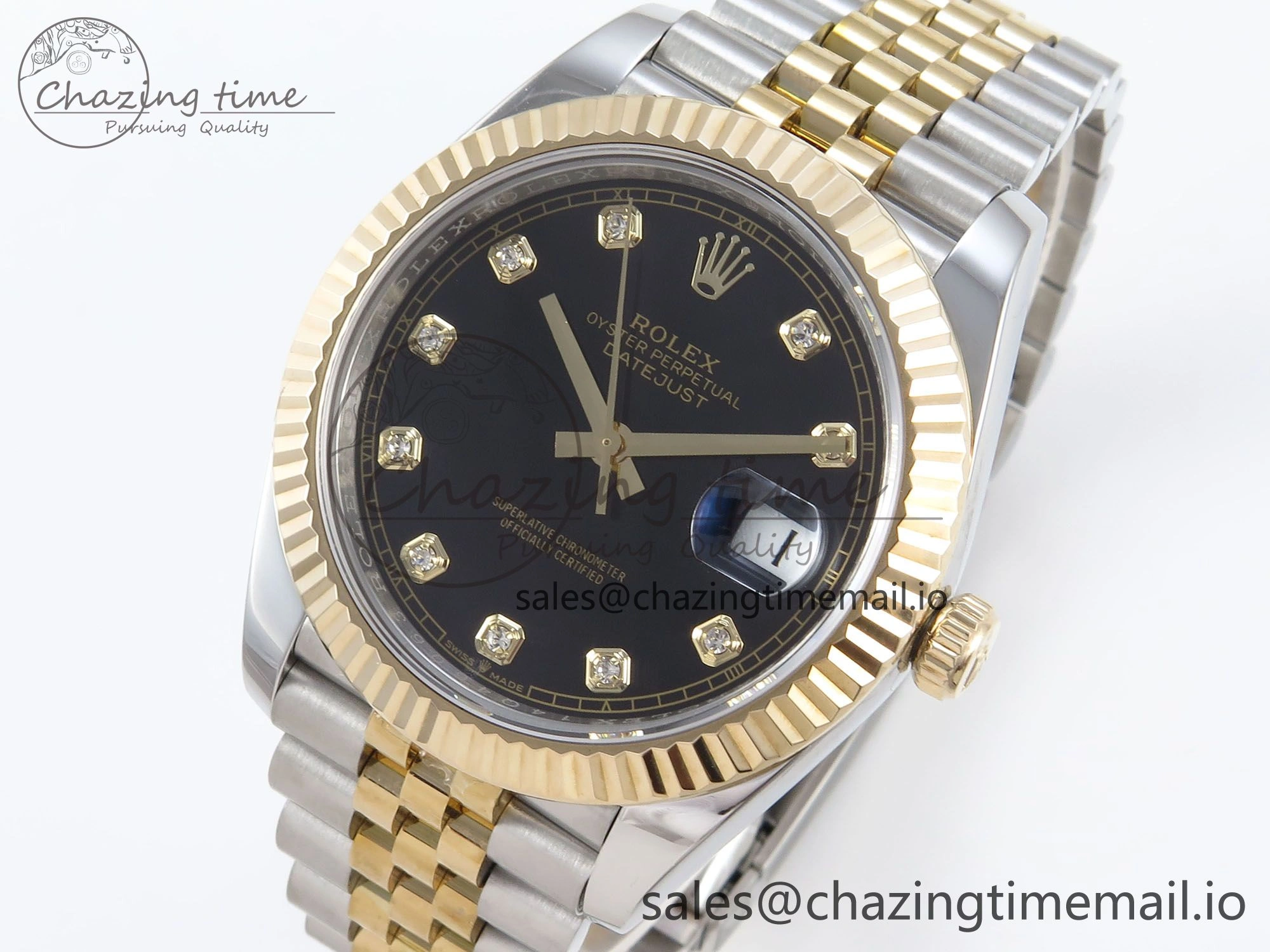 DateJust 41mm 126333 SS YG 3EF 1:1 Best Edition Black Diamond Dial on SS YG Jubilee Bracelet SA3235