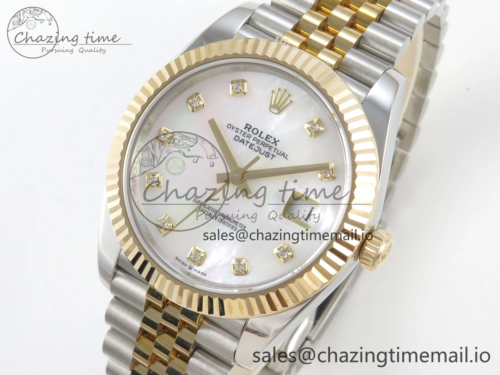 DateJust 41mm 126333 SS YG 3EF 1:1 Best Edition White MOP Diamond Dial on SS YG Jubilee Bracelet SA3235