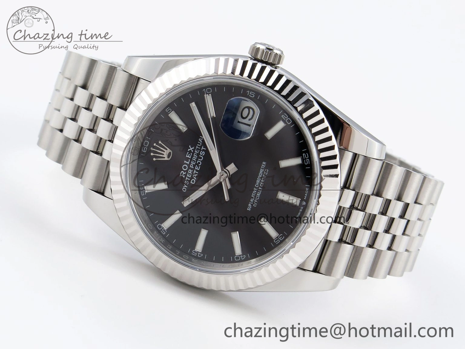DateJust 41mm 126334 904 SS ARF 1:1 Best Edition Black Dial Sticks Markers on Jubilee Bracelet SH3235