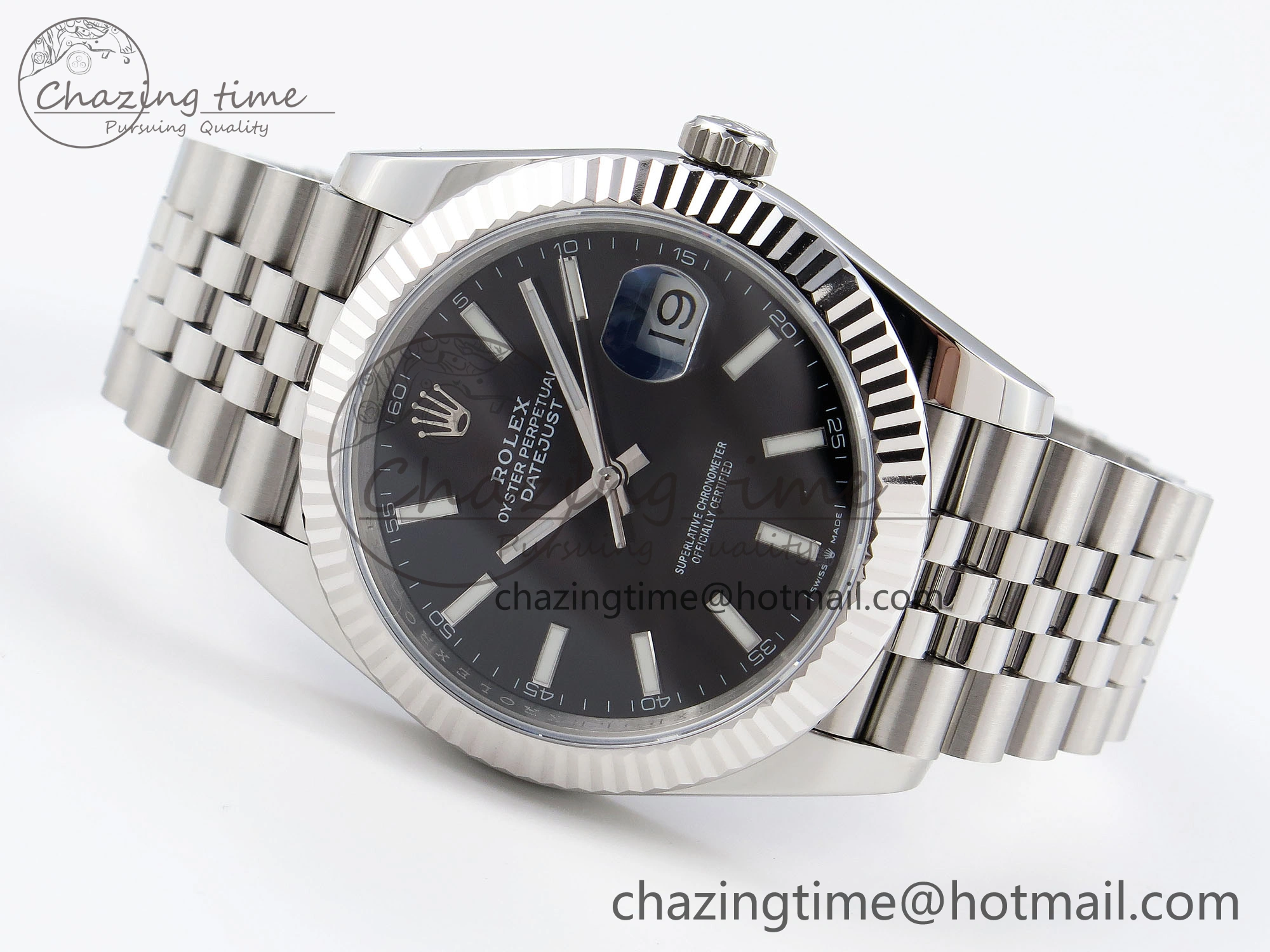 DateJust 41mm 126334 904 SS ARF 1:1 Best Edition Black Dial Sticks Markers on Jubilee Bracelet SH3235