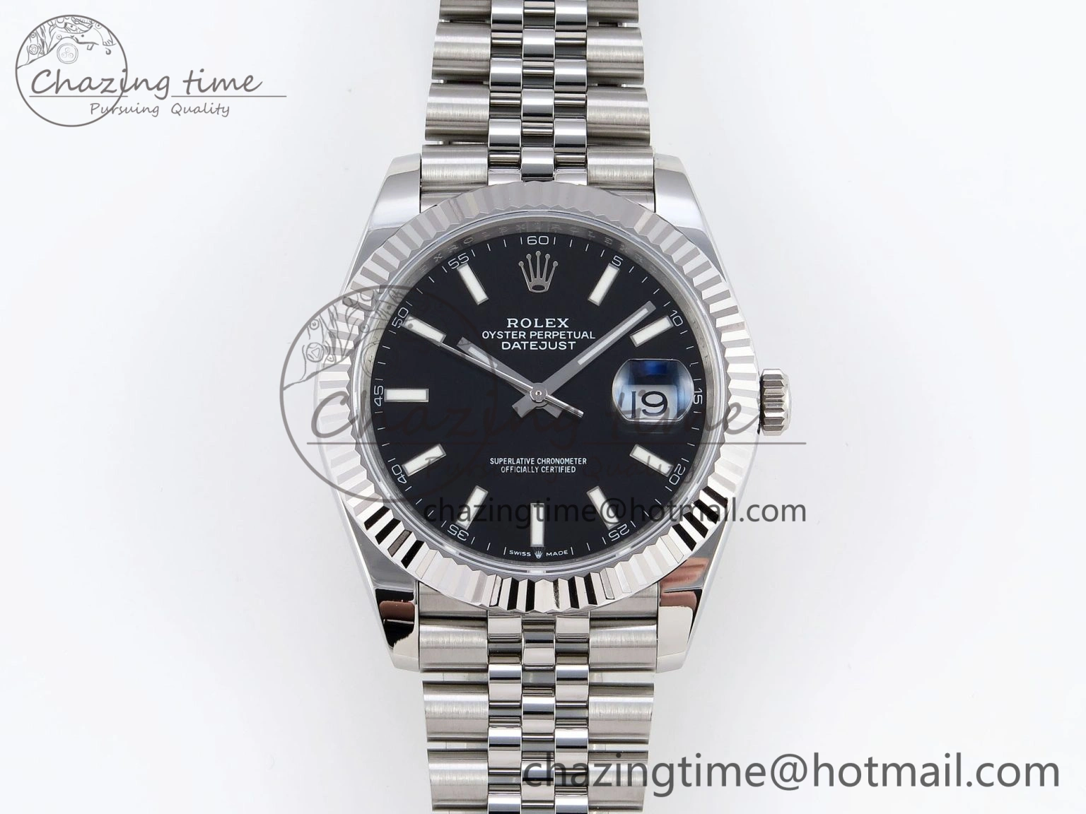 DateJust 41mm 126334 904 SS ARF 1:1 Best Edition Black Dial Sticks Markers on Jubilee Bracelet SH3235