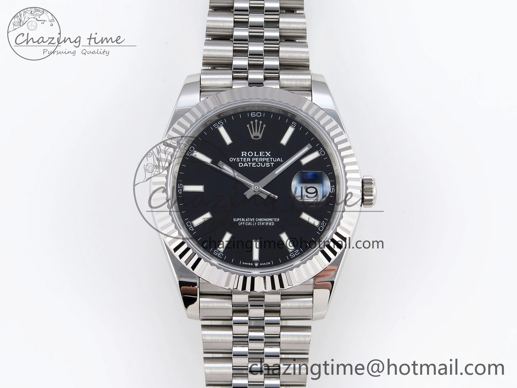 DateJust 41mm 126334 904 SS ARF 1:1 Best Edition Black Dial Sticks Markers on Jubilee Bracelet SH3235