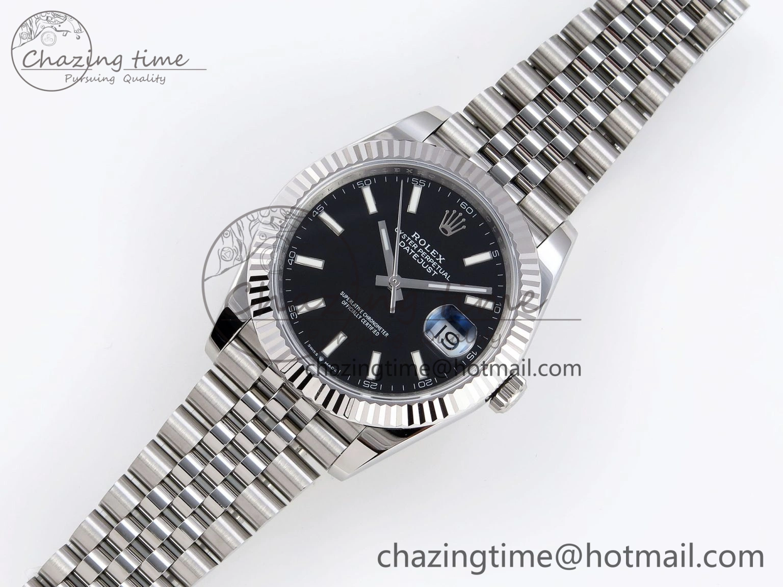 DateJust 41mm 126334 904 SS ARF 1:1 Best Edition Black Dial Sticks Markers on Jubilee Bracelet SH3235