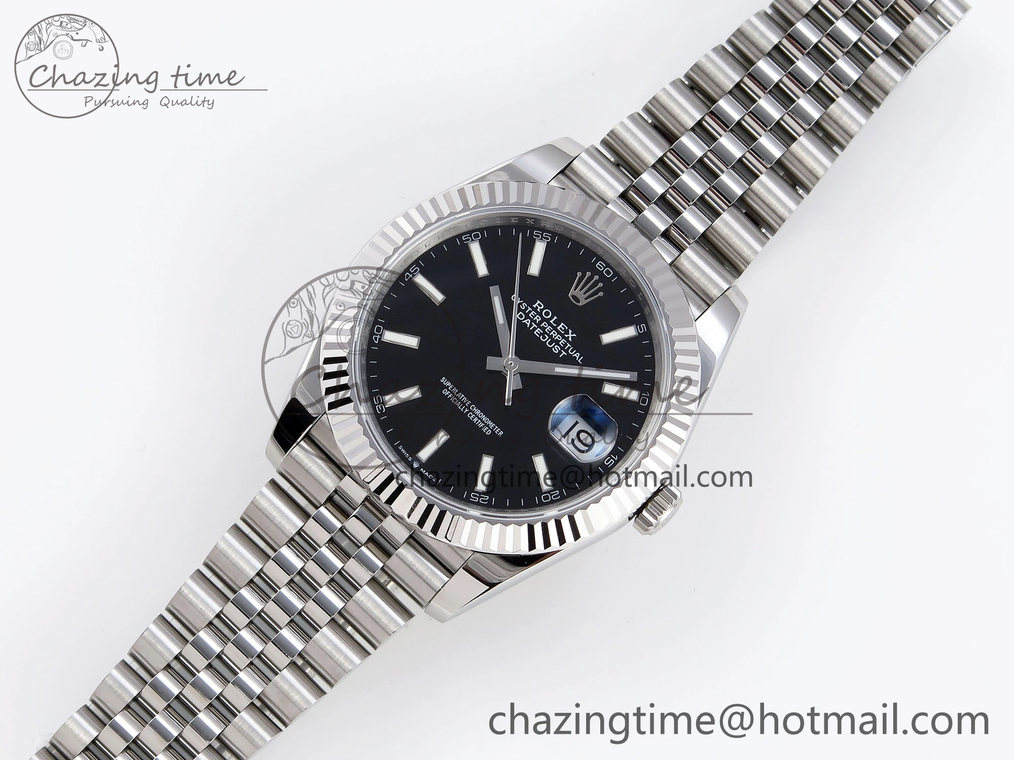 DateJust 41mm 126334 904 SS ARF 1:1 Best Edition Black Dial Sticks Markers on Jubilee Bracelet SH3235