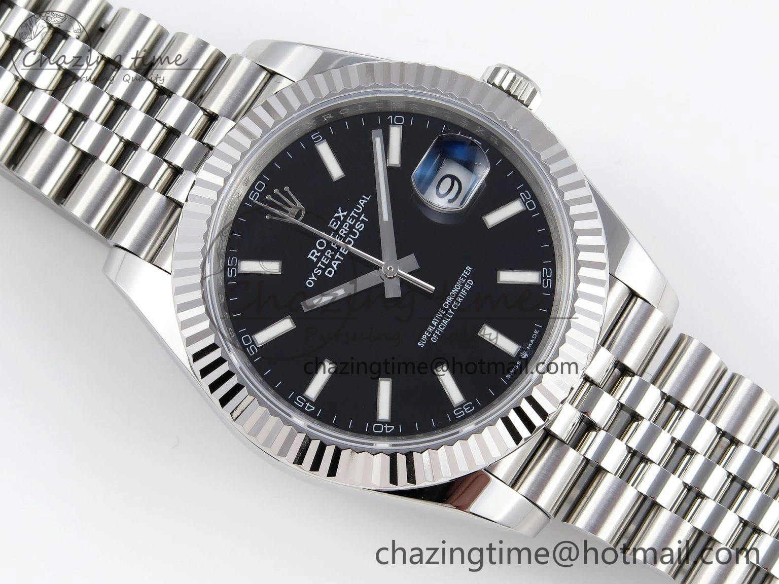 DateJust 41mm 126334 904 SS ARF 1:1 Best Edition Black Dial Sticks Markers on Jubilee Bracelet SH3235