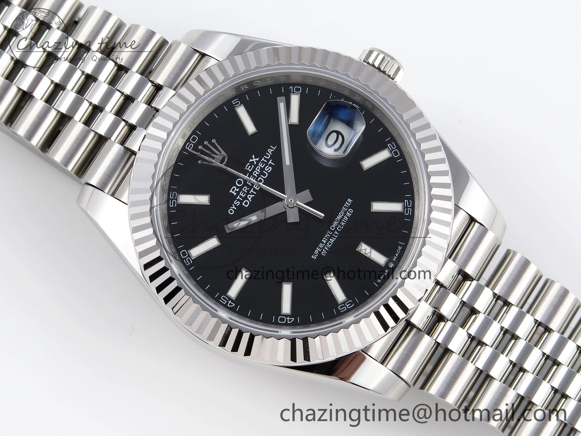 DateJust 41mm 126334 904 SS ARF 1:1 Best Edition Black Dial Sticks Markers on Jubilee Bracelet SH3235