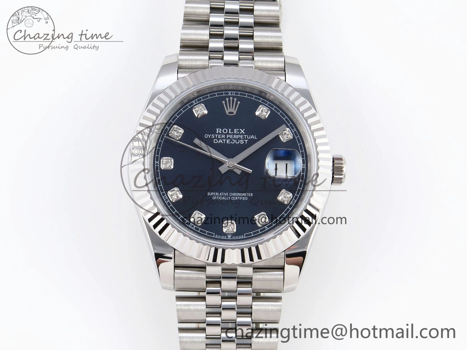 DateJust 41mm 126334 904 SS ARF 1:1 Best Edition Blue Dial Diamonds Markers on Jubilee Bracelet SH3235