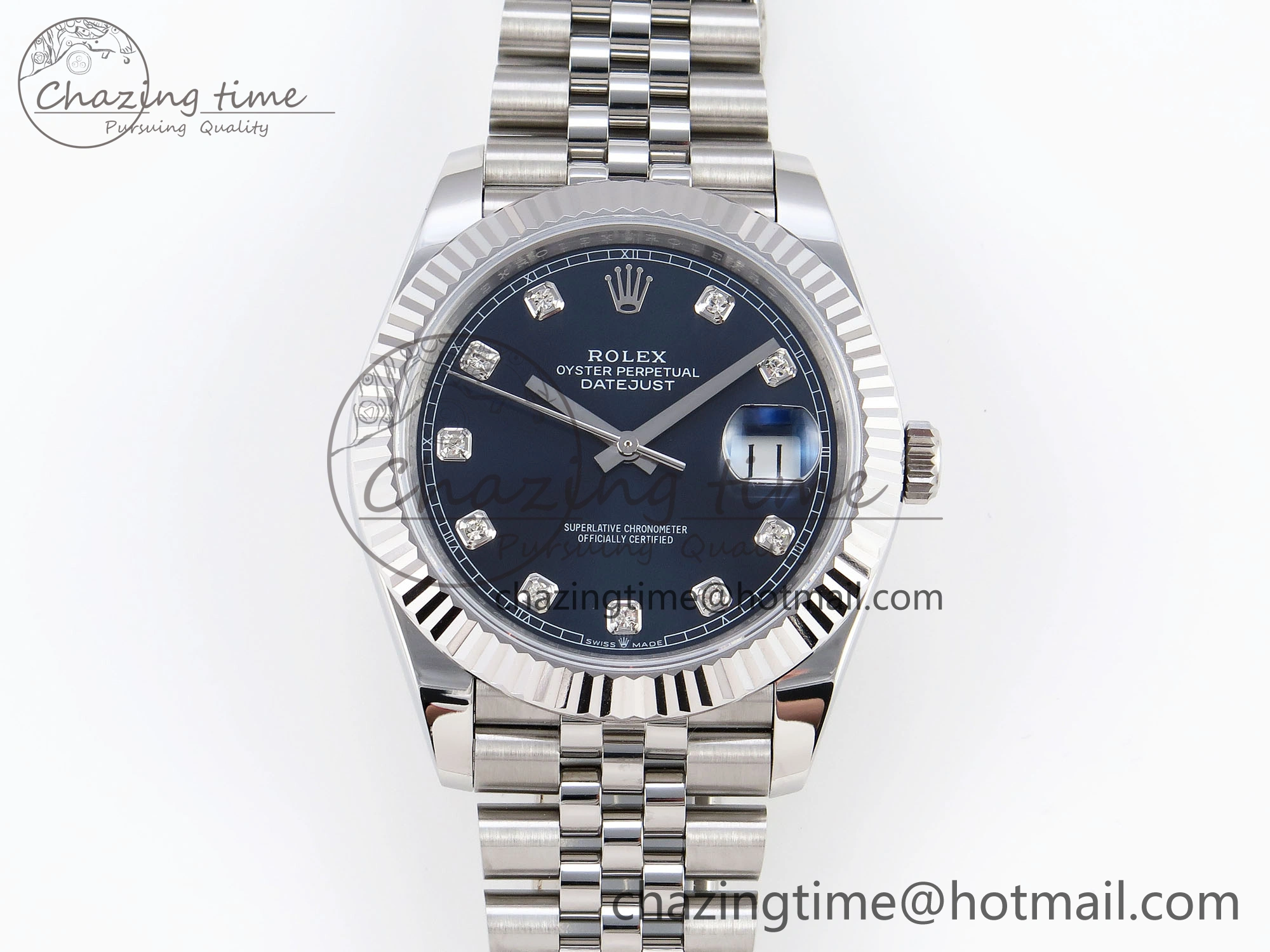 DateJust 41mm 126334 904 SS ARF 1:1 Best Edition Blue Dial Diamonds Markers on Jubilee Bracelet SH3235