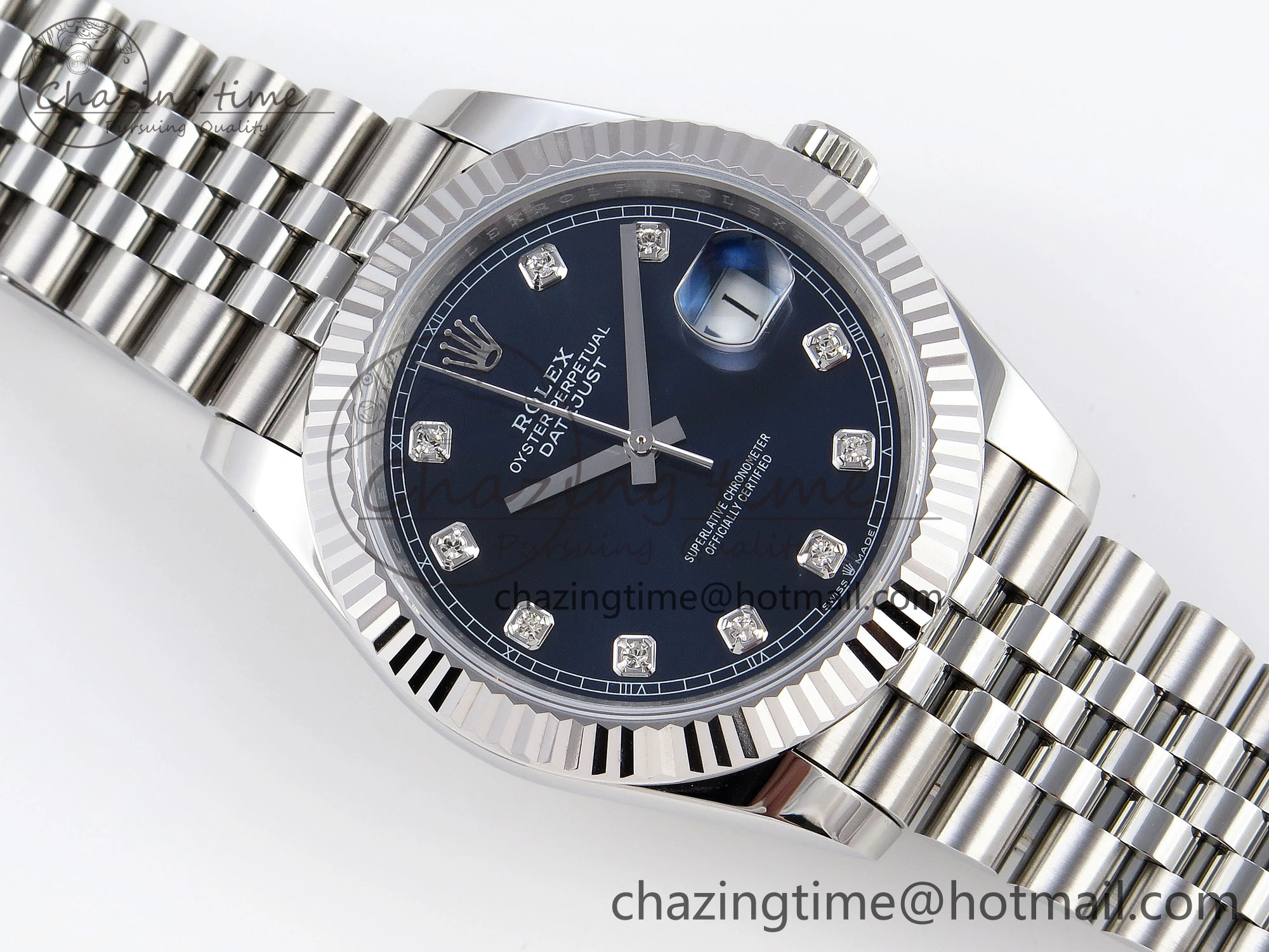 DateJust 41mm 126334 904 SS ARF 1:1 Best Edition Blue Dial Diamonds Markers on Jubilee Bracelet SH3235