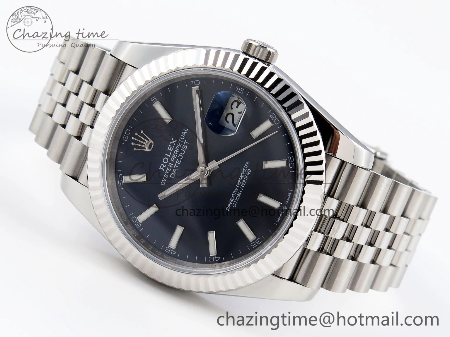 DateJust 41mm 126334 904 SS ARF 1:1 Best Edition Blue Dial Sticks Markers on Jubilee Bracelet SH3235
