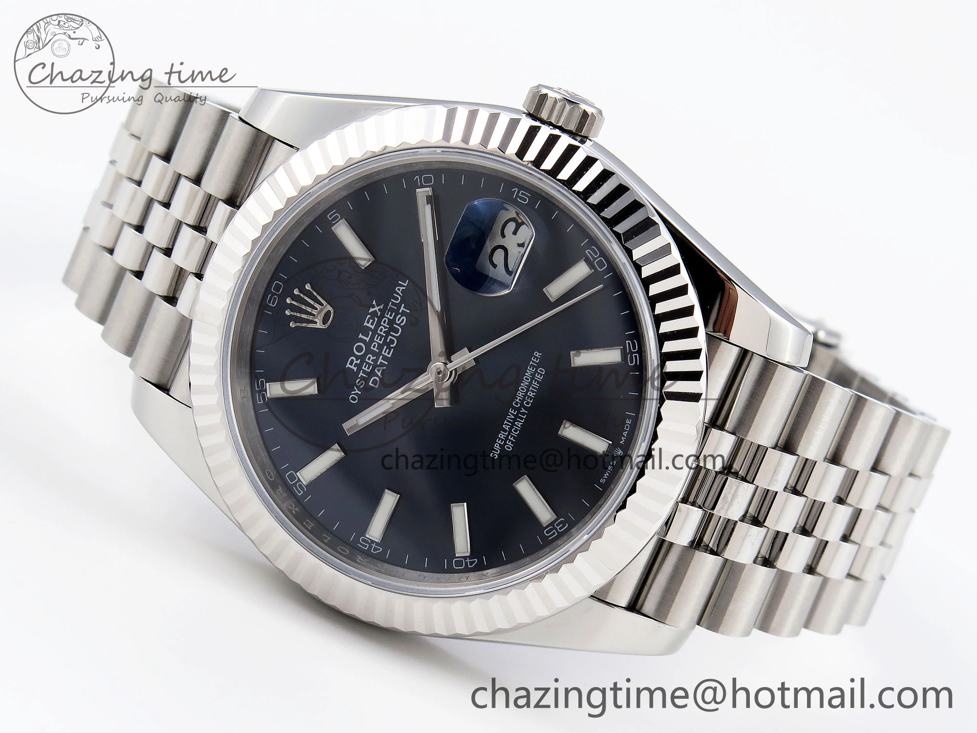 DateJust 41mm 126334 904 SS ARF 1:1 Best Edition Blue Dial Sticks Markers on Jubilee Bracelet SH3235