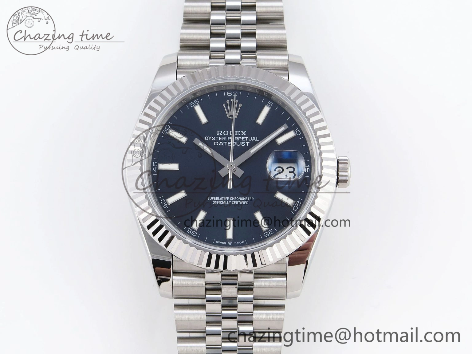 DateJust 41mm 126334 904 SS ARF 1:1 Best Edition Blue Dial Sticks Markers on Jubilee Bracelet SH3235