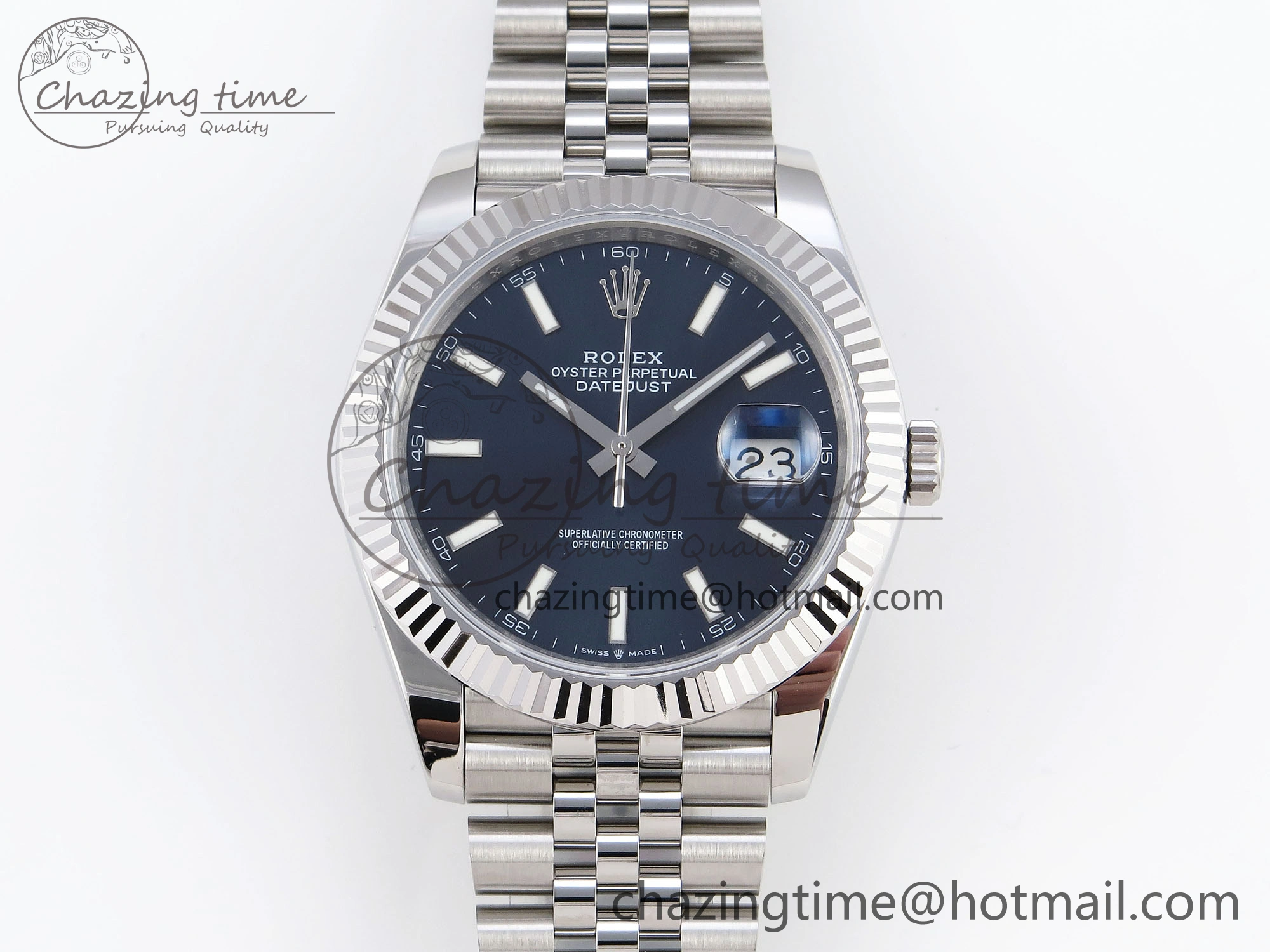 DateJust 41mm 126334 904 SS ARF 1:1 Best Edition Blue Dial Sticks Markers on Jubilee Bracelet SH3235