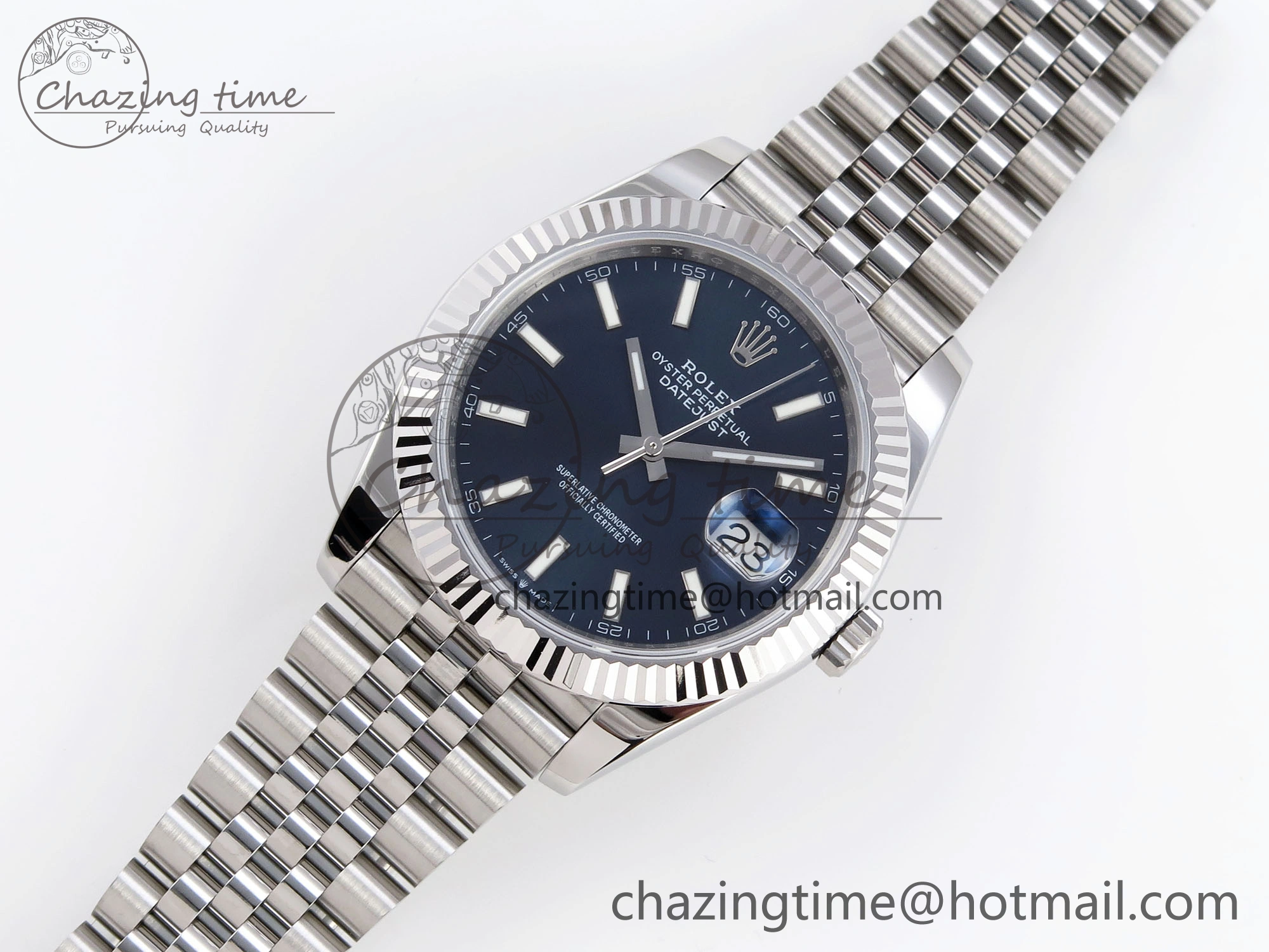 DateJust 41mm 126334 904 SS ARF 1:1 Best Edition Blue Dial Sticks Markers on Jubilee Bracelet SH3235