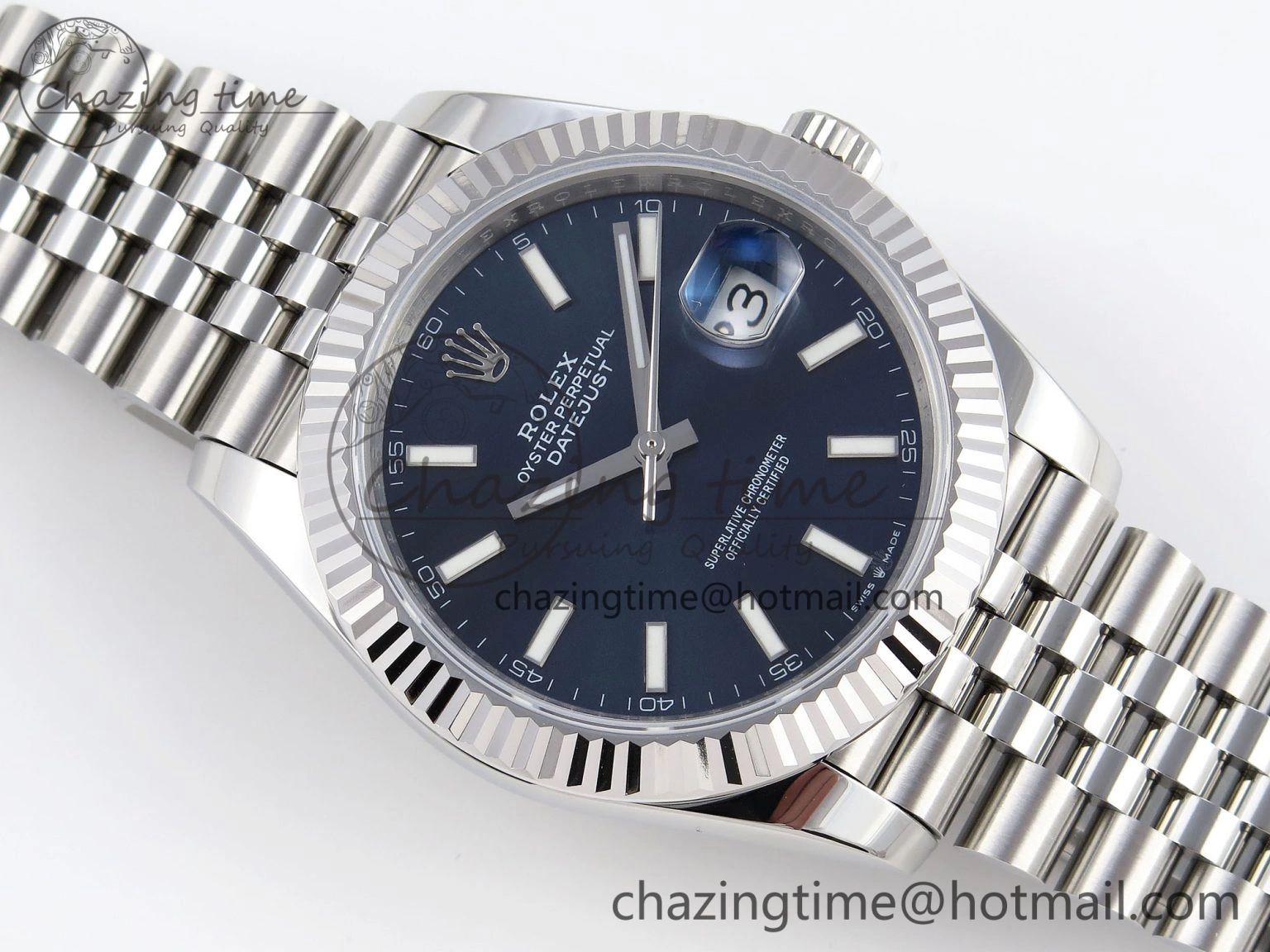 DateJust 41mm 126334 904 SS ARF 1:1 Best Edition Blue Dial Sticks Markers on Jubilee Bracelet SH3235