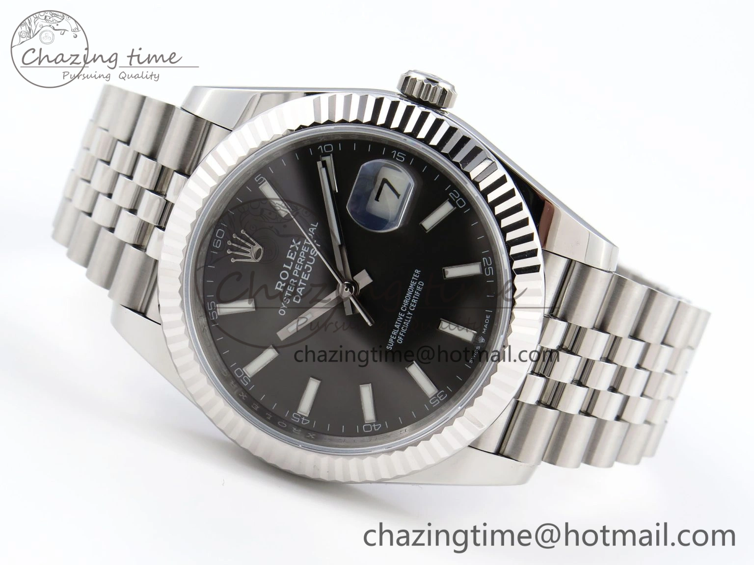 DateJust 41mm 126334 904 SS ARF 1:1 Best Edition Gray Dial Sticks Markers on Jubilee Bracelet SH3235