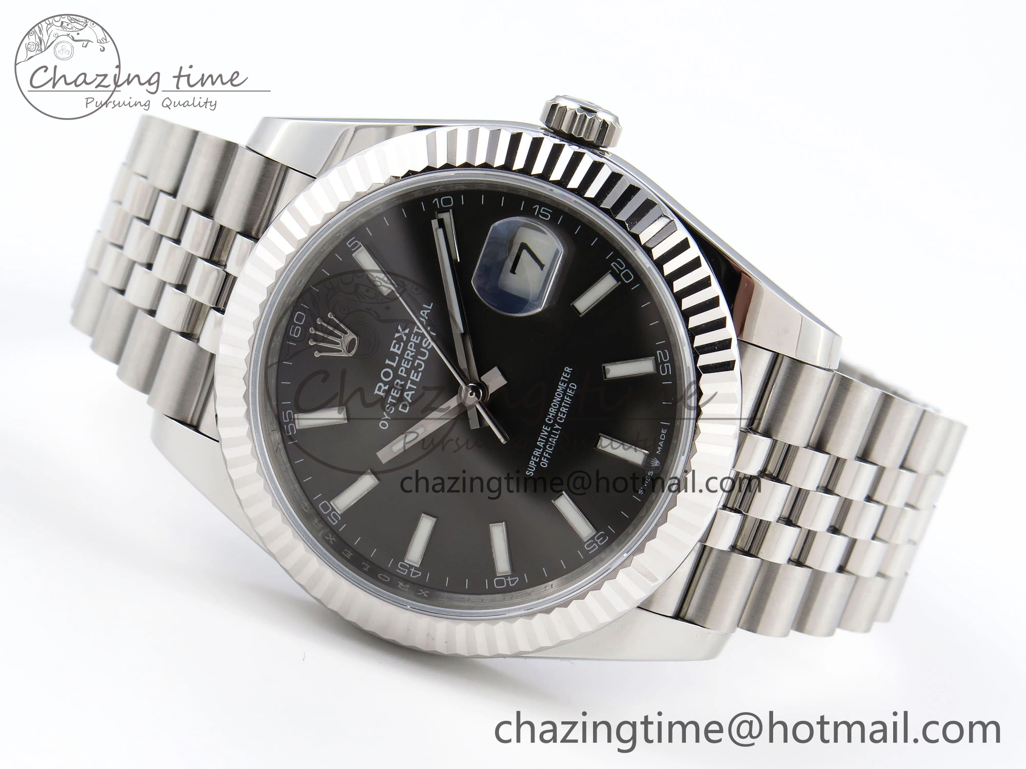 DateJust 41mm 126334 904 SS ARF 1:1 Best Edition Gray Dial Sticks Markers on Jubilee Bracelet SH3235
