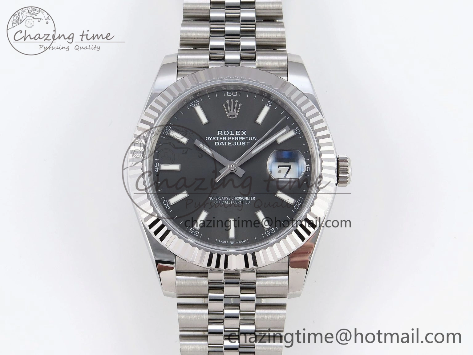 DateJust 41mm 126334 904 SS ARF 1:1 Best Edition Gray Dial Sticks Markers on Jubilee Bracelet SH3235