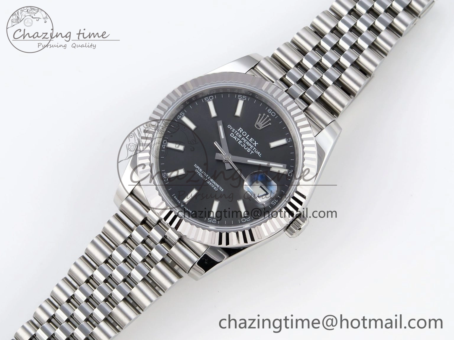DateJust 41mm 126334 904 SS ARF 1:1 Best Edition Gray Dial Sticks Markers on Jubilee Bracelet SH3235