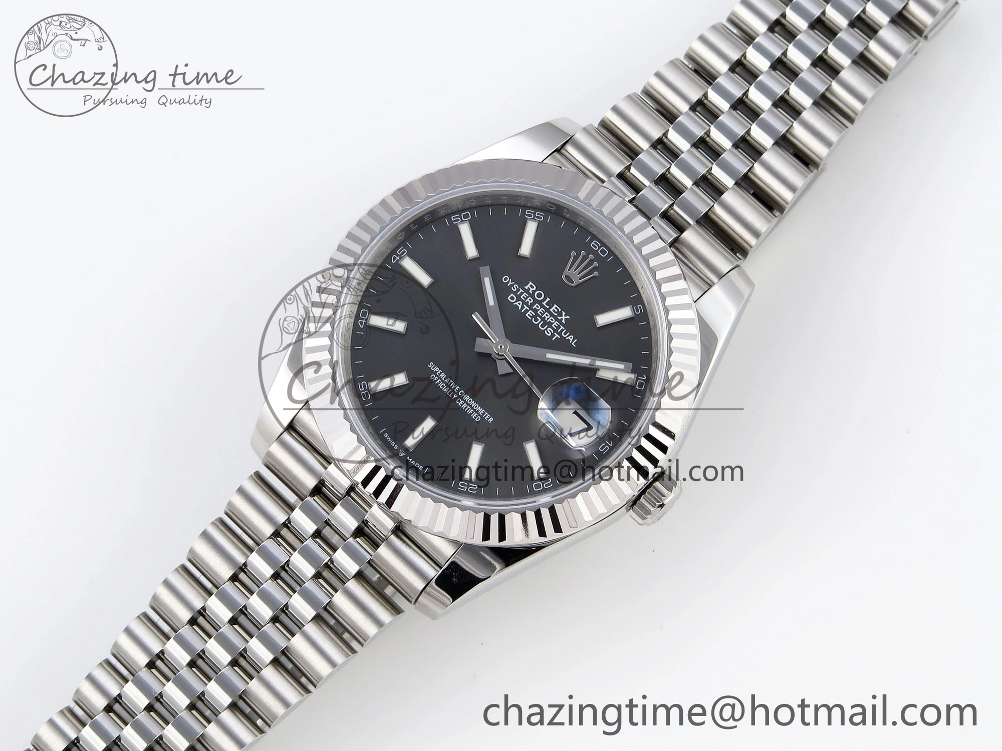 DateJust 41mm 126334 904 SS ARF 1:1 Best Edition Gray Dial Sticks Markers on Jubilee Bracelet SH3235