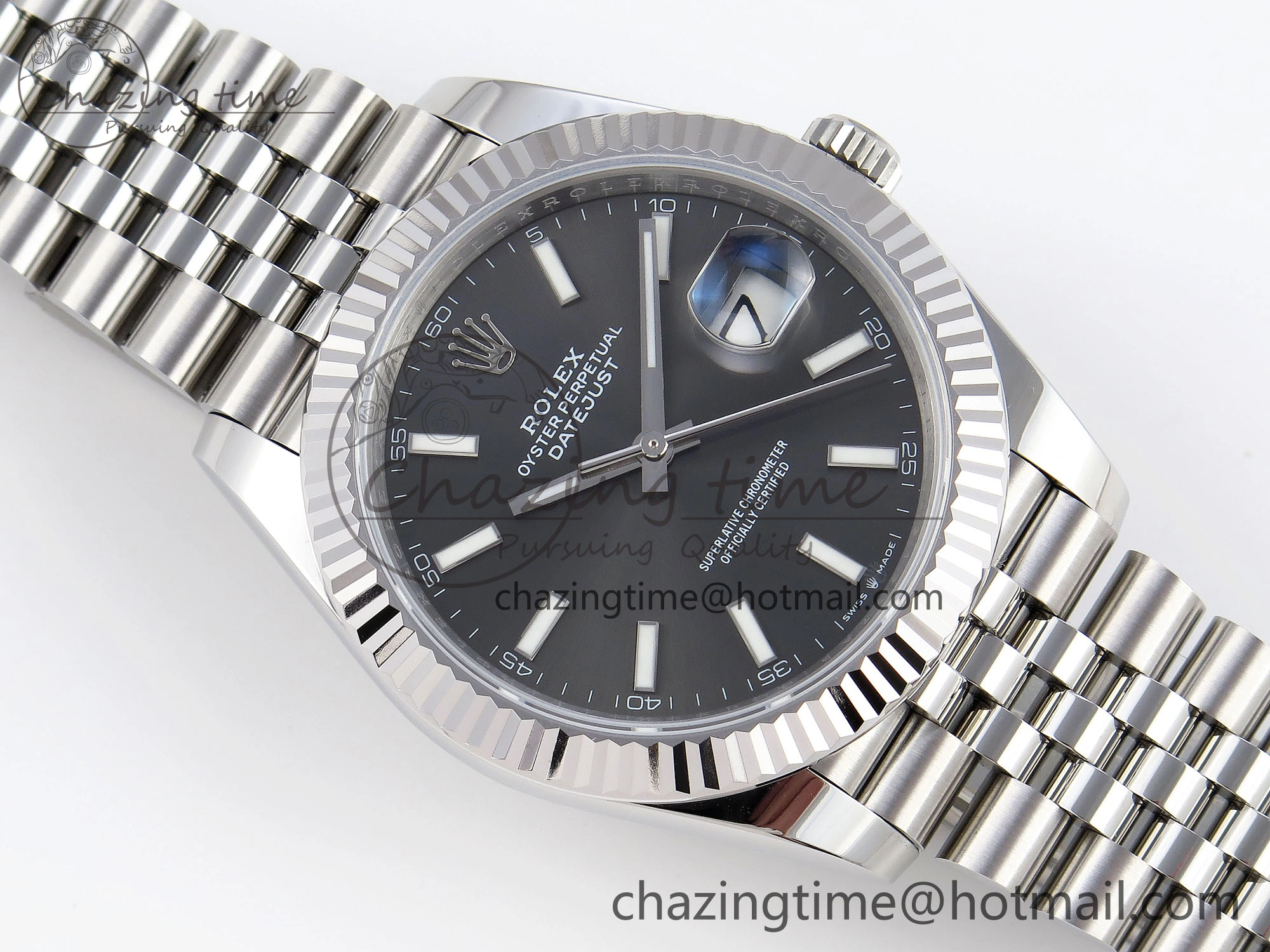 DateJust 41mm 126334 904 SS ARF 1:1 Best Edition Gray Dial Sticks Markers on Jubilee Bracelet SH3235