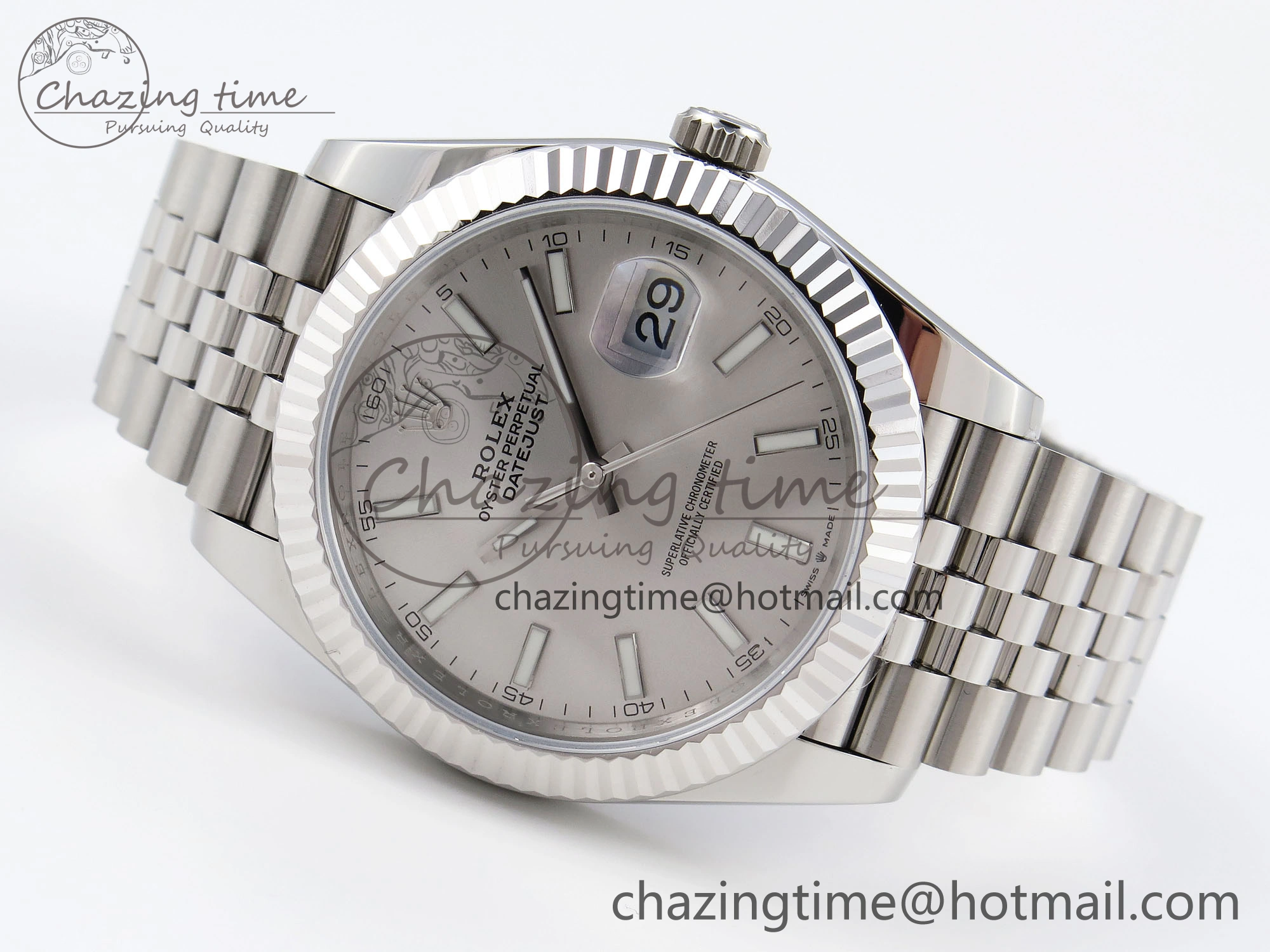 DateJust 41mm 126334 904 SS ARF 1:1 Best Edition Silver Dial Sticks Markers on Jubilee Bracelet SH3235